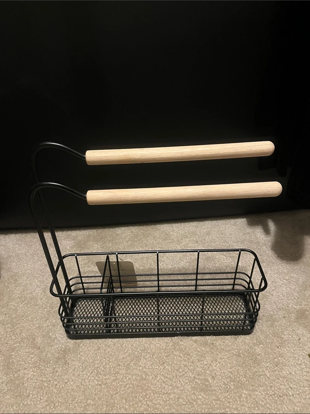 Brightroom Wire Bath Caddy with Wood Hangbars Black